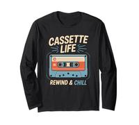 Cassette Life Rewind Chill, musica retrò, famiglia audio vintage Maglia a Manica