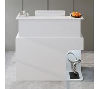 Cassette moderne con illuminazione a LED, 120 x 110 x 50 cm, banco reception con cassetti chiudibili, ampio spazio di archiviazione e piano di lavoro, tavolo di ricezione per studio, ufficio, salone