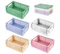 Cassette Plastica Pieghevoli, Cassetta Pieghevole, 5 Pezzi Mini Cestini in Plastica per Mensola per la Casa, la Cucina, Aula Camera da Letto, Bagno, Ufficio (15 x 10 x 5,8 cm)