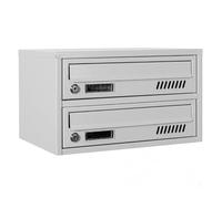 Cassette postale condominiale 2 posti doppia Grigio GLM RAL 7035 | grigia RAL 7035, 2 chiavi, formato A4, profondita 25 cm, 2 scomparti, installazione interna, aperatura 33 x 2 cm