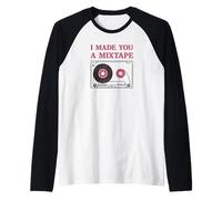 Cassette Tape - I Made You A Mixtape Retro 80s 90s Musica Maglia con Maniche Raglan