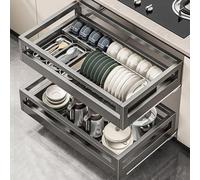 Cassetti estraibili da cucina, organizer per mobiletto estraibile per pentole, ciotole, utensili da cucina, ripiani estraibili in acciaio inox con vassoio di raccolta, guide r,Gray-775*416*126mm