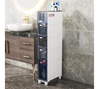 Cassetti impilabili da bagno stretti, armadio sottile per WC, torre portaoggetti con cassetti trasparenti e rotelle, robusta cassettiera stretta per bagno, camera da letto (colore: