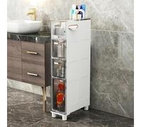 Cassetti impilabili da bagno stretti, armadio sottile per WC, torre portaoggetti con cassetti trasparenti e rotelle, robusta cassettiera stretta per bagno, camera da letto (colore: