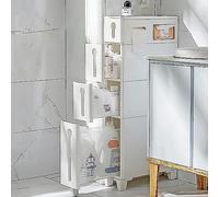 Cassetti impilabili Freestanding Narrow Bathroom Corner Floor Cabinet con cassetti rimovibili Sottile Impermeabile Stoccaggio Towerstanding Side Cosmetic Storage Grande Capacità Salvaspazio/Mas