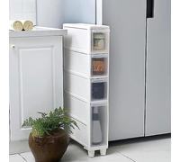 Cassetti impilabili indipendenti ad angolo stretto alto armadio da pavimento da bagno verticale con 4 cassetti trasparenti sottile grande capacità salvaspazio cassetto carrello robusto durevole/4