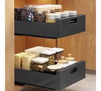 Cassetti scorrevoli sotto il lavandino a 2 ripiani telescopici per cucina e soggiorno, nero, 35 x 43 x 9 cm, massimizza lo spazio con un facile accesso.