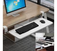 Cassetti Tastiera 52 65 75cm Morsetto su Vassoio Tastiera Piattaforme sotto Cassetto per Tastiera E Mouse, sotto Scorrevole Vassoio Estraibile Postazione di Lavoro Ergonomica, White, 650x250mm