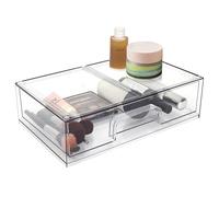 Cassetti trasparenti impilabili con cassetto frontale per cosmetici, trucchi e utensili da cucina, ideali per toeletta, armadio, scrivania, dispensa, scaffale e organizzazione del congelatore