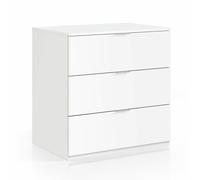 Cassettiera 3 cassetti 77 X 38 X 80 cm BIANCO camera letto senza piedi LC7823O