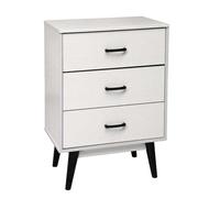 CASSETTIERA 3 CASSETTI COMODINO SETTIMINO MODERNO NERO BIANCO LEGNO 806040 cm