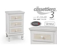 CASSETTIERA 3 CASSETTI COMODINO SHABBY CHIC DECAPE BIANCO BEIGE 684134 cm