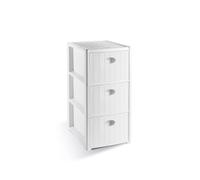 Cassettiera 3 Cassetti Elegance Rattan In Polipropilene Bianco Cm 39X37X60 H