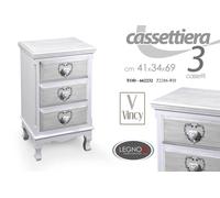 CASSETTIERA 3 CASSETTI SETTIMINO SLIM SALVASPAZIO CUORE COMODINO 694134 cm
