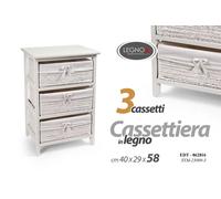 CASSETTIERA 3 CASSETTI VIMINI MOBILETTO SLIM SALVASPAZIO LEGNO 584029cm