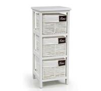 CASSETTIERA 3 CASSETTI VIMINI RIVESTITI BIANCA SLIM SALVASPAZIO LEGNO 602525cm