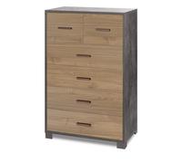 Cassettiera 4+2 Cassetti 70x112x41 cm Ossido Nero/Noce Stelvio