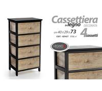 CASSETTIERA 4 CASSETTI COMODINO LEGNO MODERNO MARRONE ROVERE 734029 CM