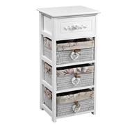 CASSETTIERA 4 CASSETTI CUORE BIANCO VIMINI LEGNO SLIM SALVASPAZIO 803628 cm