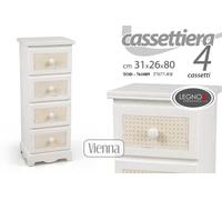 CASSETTIERA 4 CASSETTI SETTIMINO LEGNO SHABBY CHIC SALVASPAZIO BEIGE 803126 cm