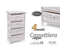 CASSETTIERA 4 CASSETTI VIMINI MOBILETTO SLIM SALVASPAZIO LEGNO 734029cm