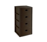Cassettiera 4c Elegance Rattan Moka Marrone Stefanplast