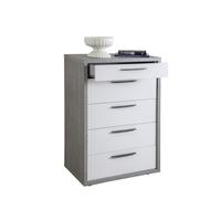 Cassettiera 5 cassetti cemento e laccato bianco contenitore salvaspazio camera