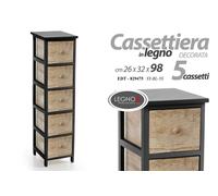 CASSETTIERA 5 CASSETTI COMODINO LEGNO MARRONE SALOTTO CAMERETTA SLIM 982632 CM