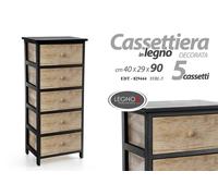 CASSETTIERA 5 CASSETTI COMODINO LEGNO MODERNO MARRONE ROVERE 904029 CM