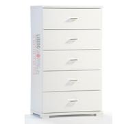 Cassettiera 5 cassetti in legno 53x91h cm Bianco Frassino