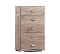 Cassettiera 5 cassetti in legno 53x91h cm Larice Grigio