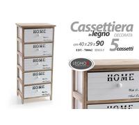 CASSETTIERA 5 CASSETTI LEGNO SLIM SALVASPAZIO BIANCA MARRONE HOME 904029CM