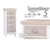 CASSETTIERA 5 CASSETTI SETTIMINO SLIM SALVASPAZIO BEIGE COMODINO CHARM 964030