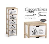 CASSETTIERA 5 CASSETTI SLIM SALVASPAZIO LEGNO NATURALE BIANCA MARRONE 973024cm