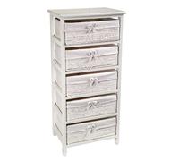 CASSETTIERA 5 CASSETTI VIMINI MOBILETTO LEGNO SLIM SALVASPAZIO CASA 734029cm