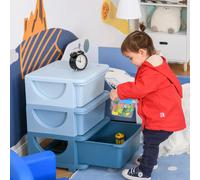 Cassettiera 6 Cassetti per Bambini 3-6 Anni con Bordi Arrotondati, Mobile Portagiochi in PP, 37x37x56,5cm, Blu