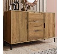 Cassettiera a 2 ante e 3 cassetti, 120 x 40 x 76 cm in rovere scuro, ripiano regolabile, credenza per camera da letto e tutti i soggiorni