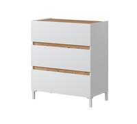 Habitdesign Cassettiera Tempus Stile Nordico Colore Quercia Nodi e Bianco Artik 79x91x41 cm