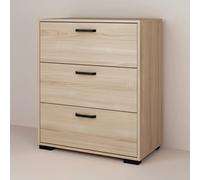 Cassettiera a 3 Cassetti Comò Comodino Mobile Contenitore Salvaspazio Design Moderno Minimalista Per Camera da Letto Ingresso Soggiorno 70.2 x 39.8 x 82.7 Cm Rovere