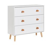 Cassettiera a 3 cassetti legno chiaro e bianco CLOUDY
