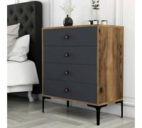 Dmora - Cassettiera Aether, Settimino multiuso, Comò camera da letto, Mobile con cassetti, 76x40h91 cm, Noce e Antracite