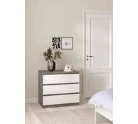 Dmora - Cassettiera Aglae, Settimino Multiuso, Comò Camera da Letto, Mobile con cassetti, 77x50 h70 cm, Cemento e Bianco Lucido