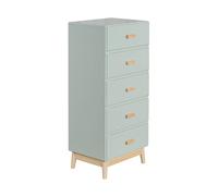 Cassettiera Aloe 115x50x40 MDF Pino Verde Acqua Marrone Scandinavo Da Montare