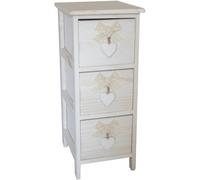 CASSETTIERA ARMONIA "WHITE WASHED" 3 CASSETTI CUORE E FIOCCHI IN LEGNO DI PAU...