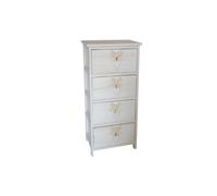 CASSETTIERA ARMONIA "WHITE WASHED" 4 CASSETTI CUORE E FIOCCHI IN LEGNO DI PAU...