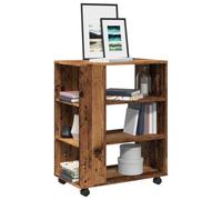 Cassettiera arrotolabile, mobiletto per stampante, armadietto da ufficio, armadietto, credenza, adatto per scuole, soggiorno, studio, ufficio, effetto legno antico, 60 x 35 x 75 cm, materiale in legno