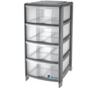 CASSETTIERA BAMBU' 4 CASSETTI COLORE GRIGIO-TRASPARENTE CM 38,5X39,5X86 H