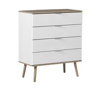 Cassettiera Bianca e MDF Colore Legno Chiaro con 4 Cassetti 93 x 79 cm Walpi