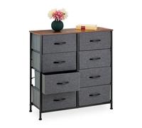 Relaxdays Cassettiera Camera da Letto, Comò HLP: 81,5x80x30 cm, 8 Cassetti in Tessuto, Struttura Acciaio, Grigio Marrone, Poliestere