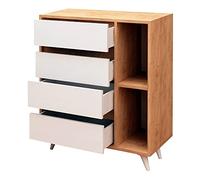 Cassettiera colore quercia bianca con tavola agglomerata al 100% respinta in melamina.